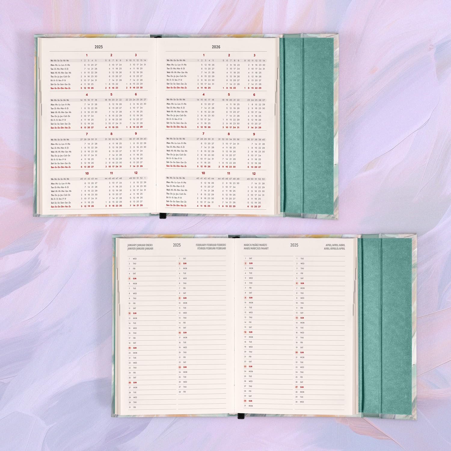 NOTIQUE Pocket Calendar 2025 Approx. A6, Diary with Magnetic Closure ...