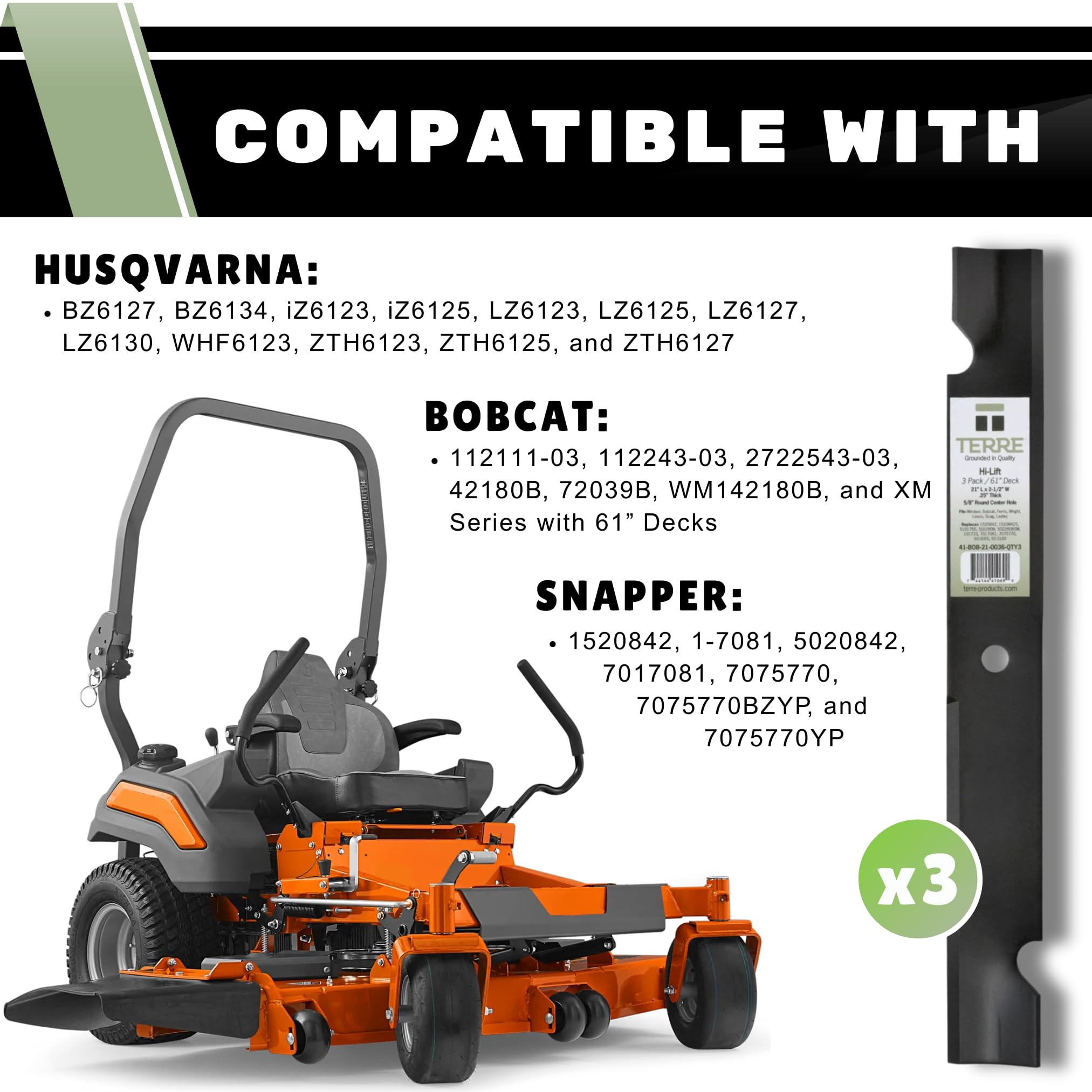 Set Lame Per Tosaerba Kit 3 Lame Da Taglio Per Tagliaerba Compatibili Con Ferris Bad 758759 - Foto 5