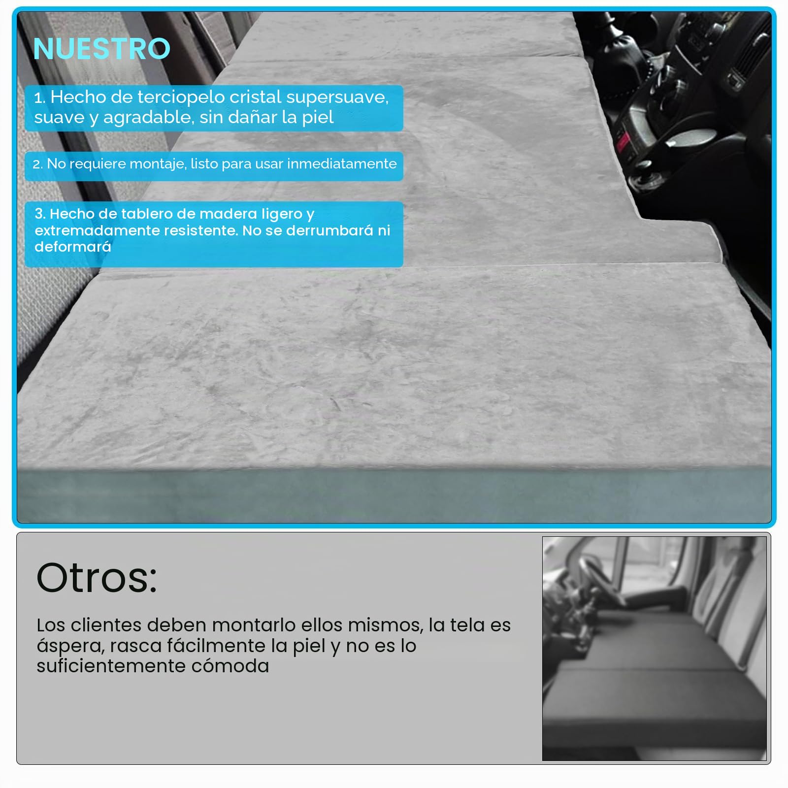 Colchón plegable portátil engrosado compatible con Fiat Ducato, Citroen Jumper, Peugeot Boxer Camper (2002-2023), cama de bebé, cabina, caravana, accesorios 160 x 74 x 8 cm