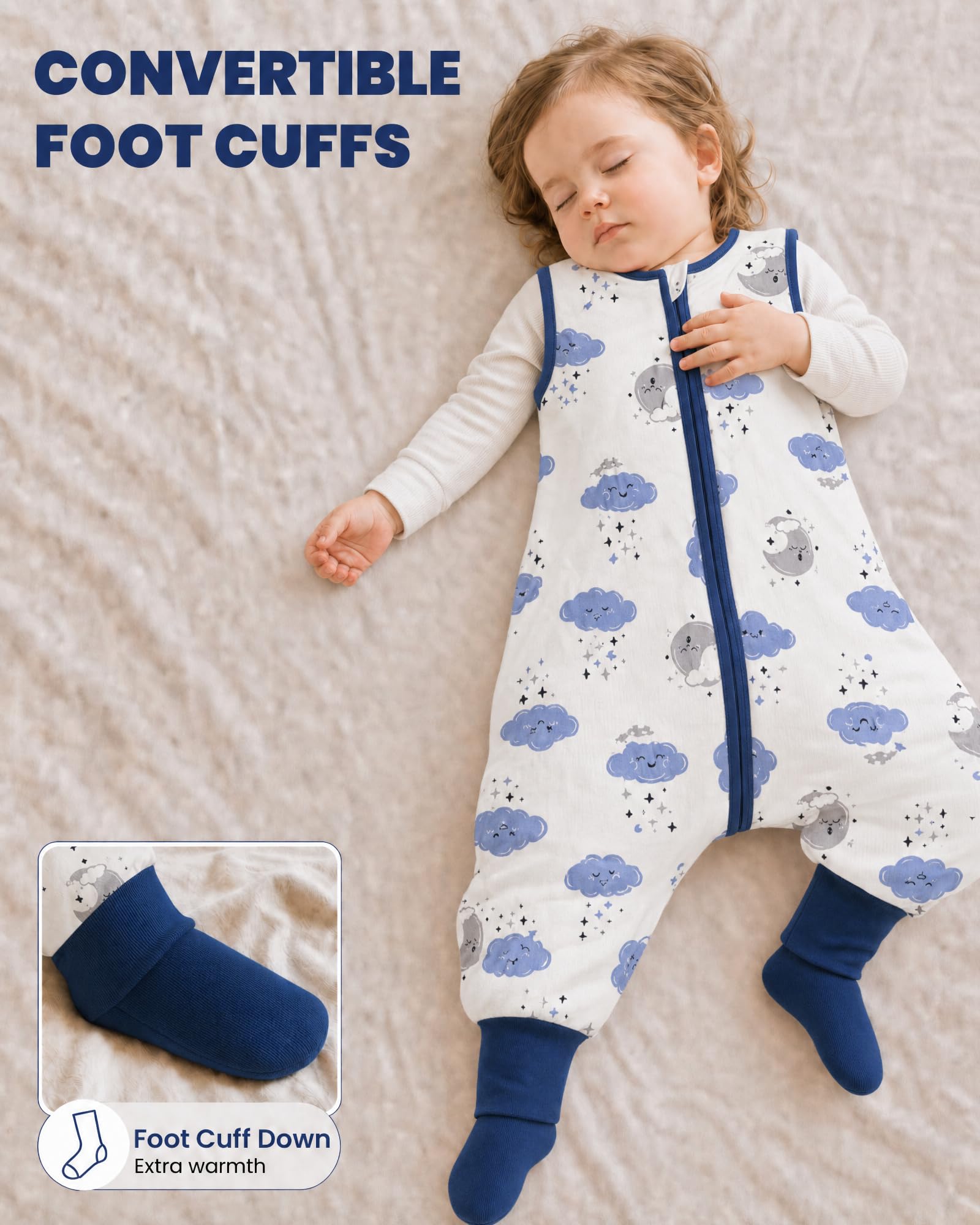 JiAmy Sacco Nanna Neonato con Piedi 1.5 TOG in Cotone 6M-6A