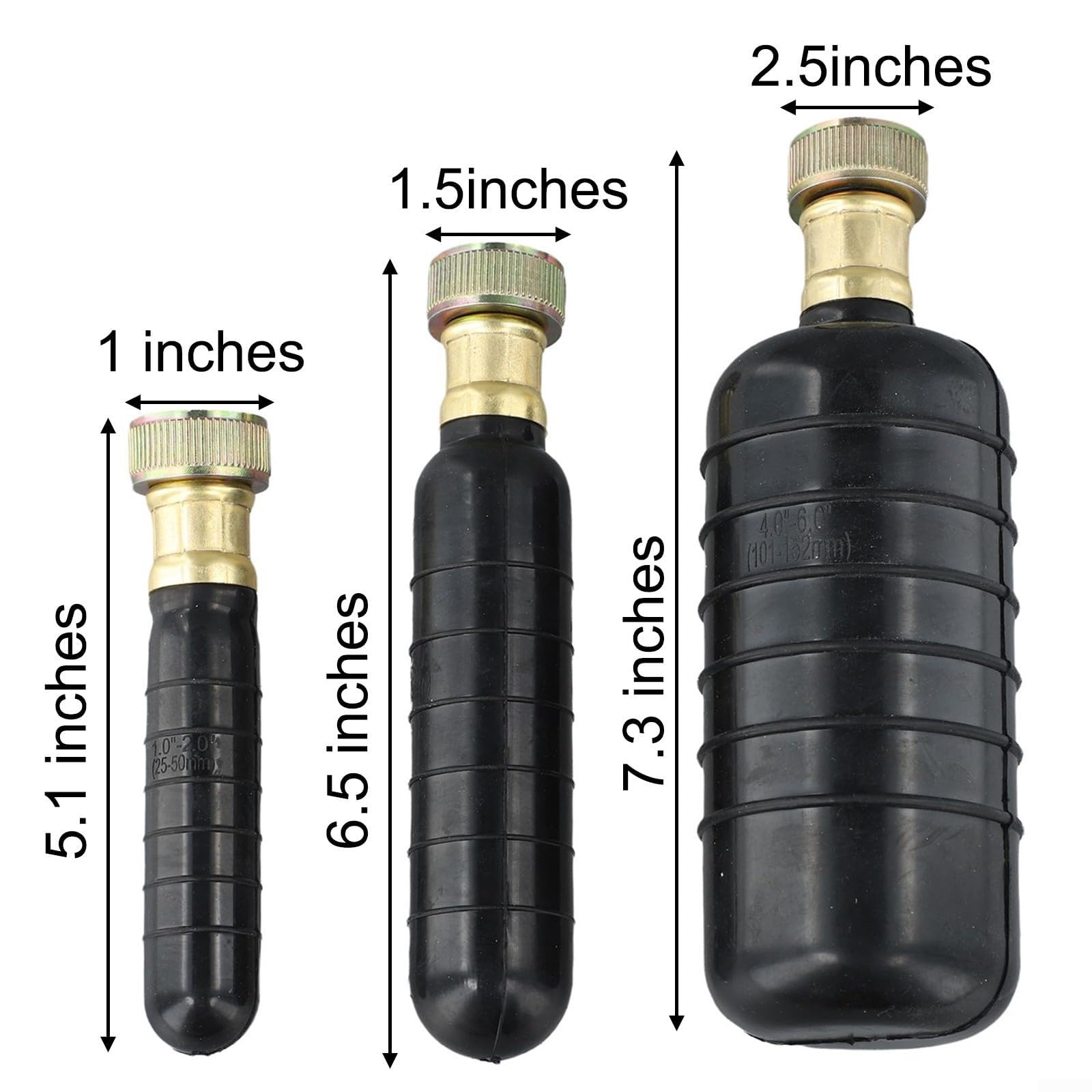 Confezione da 3 kit di vesciche di scarico per tubi di diametro da 1 a 15 cm, kit di vesciche di scarico in gomma per lavandini, docce e scarichi di piscine