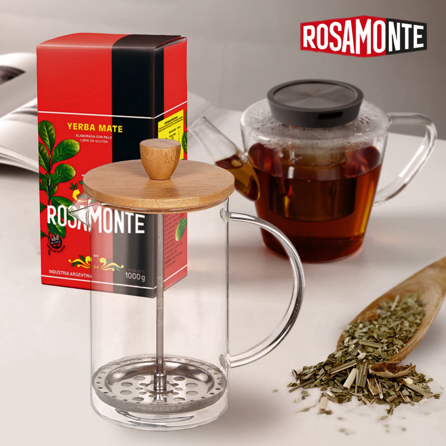 Rosamonte Yerba Mate Herbata Tradycyjny 3kg (1000g x 3) + Próbka (40g):Bogaty w antyoksydanty i witaminy, przyspiesza przemianę materii, bez cukru | Argentyna