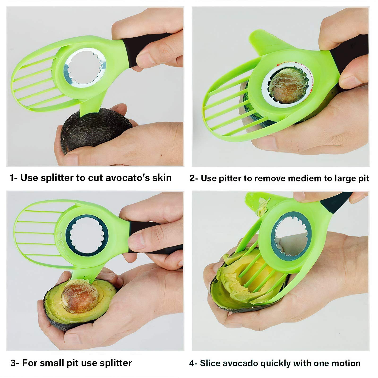 Avocado Affettatrice 3 in 1 Avocado Taglierina Multifunzionale Avocado Strumento Cutter per Frutta e Verdura