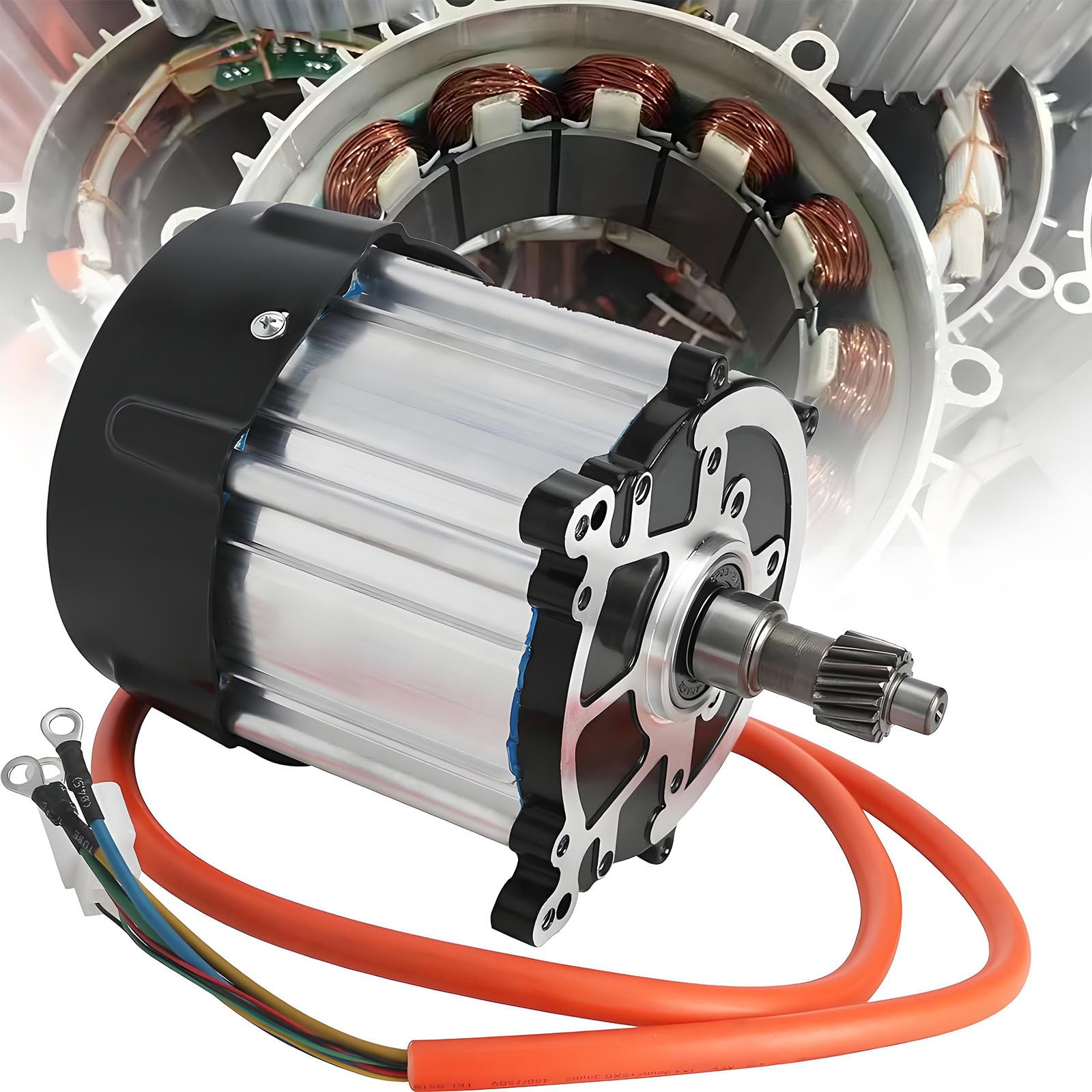 VitalisWorks 48V/60V72V DC Electric Motor, 48V/60V/72V Three-Wheeled Bicycle Motor with Permanent Magnet, 5 Holes 16 Teeth Motor for DIY Electric Tricycle, Golf Cart, Go-Kart (60V 1800W)