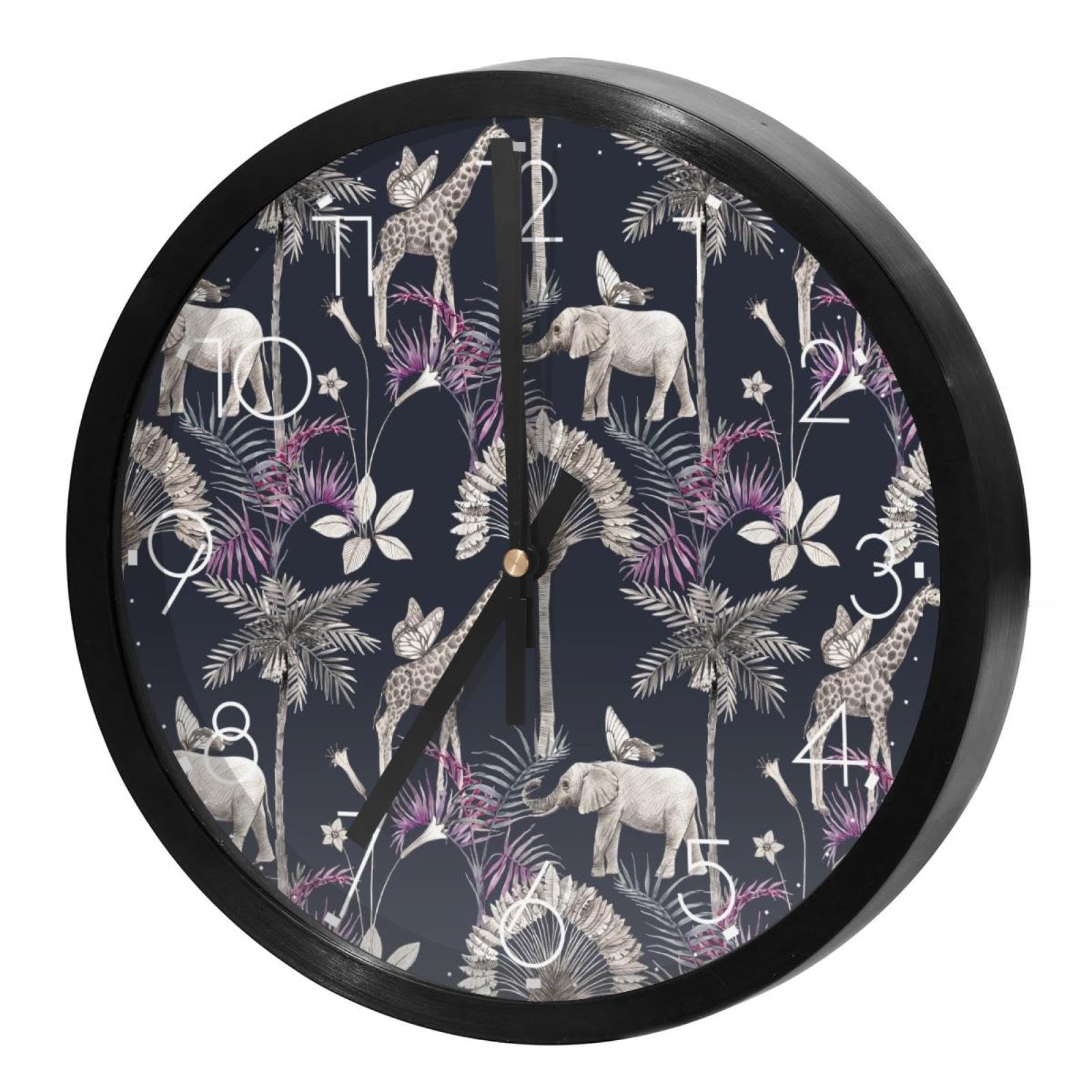 Horloge murale silencieuse à quartz à piles ronde girafe