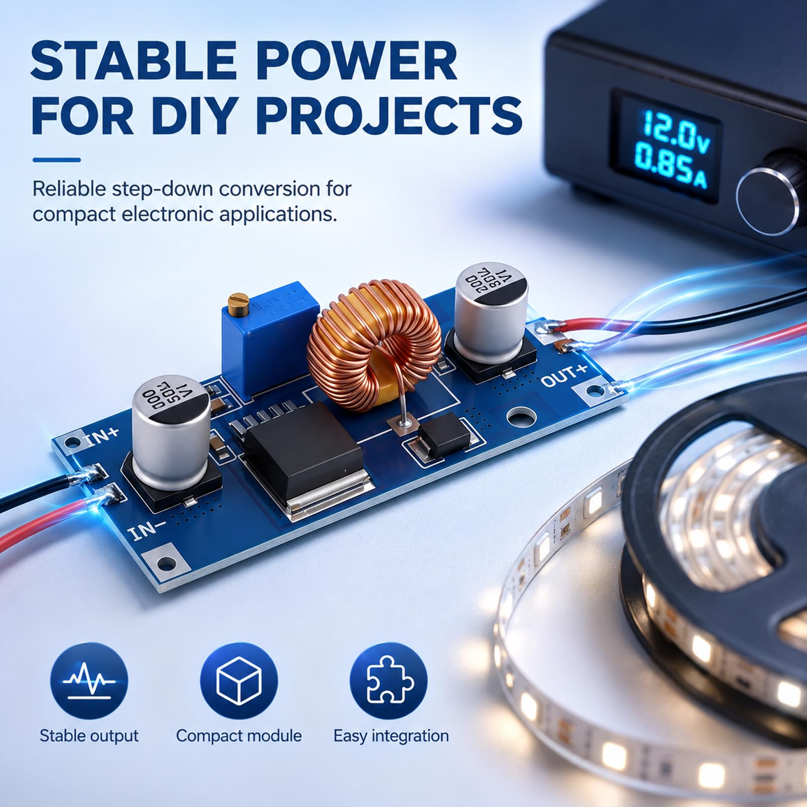 3 Stück DC-DC XL4015 5 A verstellbarer Regler Spannung 4 V-38 V auf 1,25 V-36 V, Step Down Konverter, hohe Effizienz 96 %, für Arduino-LED, Stromversorgung DIY Elektronik