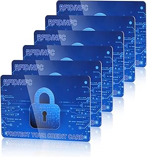 RFID Blocking Cards, 6 Pieces Credit Card Passport Protector NFC Bank Blocker Protection for Entire Wallet Shield Men Women