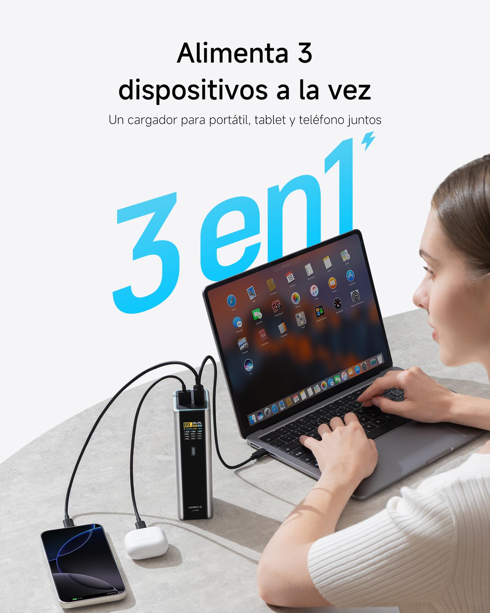 CUKTECH 15 Ultra Power Bank 20000mAh, 3 Puertos 210W MAX Potencia Total, Batería Portátil con PPS PD3.1 y Pantalla TFT, Bateria Externa Carga Rapida para MacBook Air/Pro/iPad/iPhone 16/Samsung/Xiaomi
