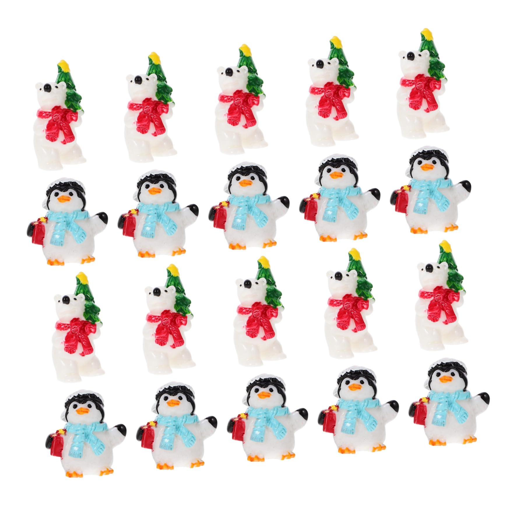 Totority DIY Micro Landscape 20pcs Resin Penguin Bear Christmas Ornaments Miniature Decor for Home Office