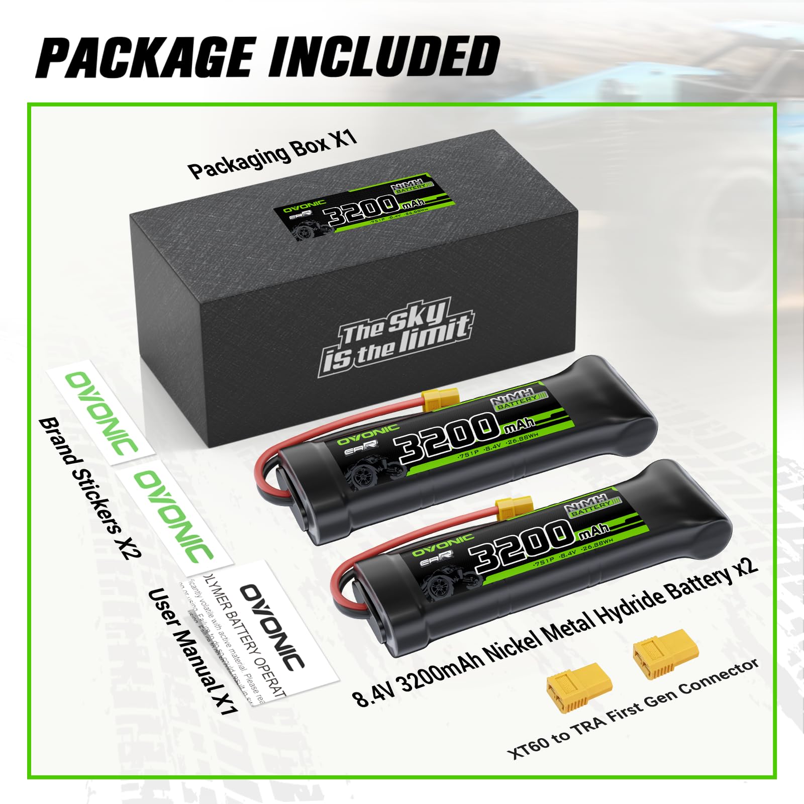Rei　8Y Amazon.com: OVONIC 8.4V Flat NiMH Battery 3200mAh 7 Cell RC