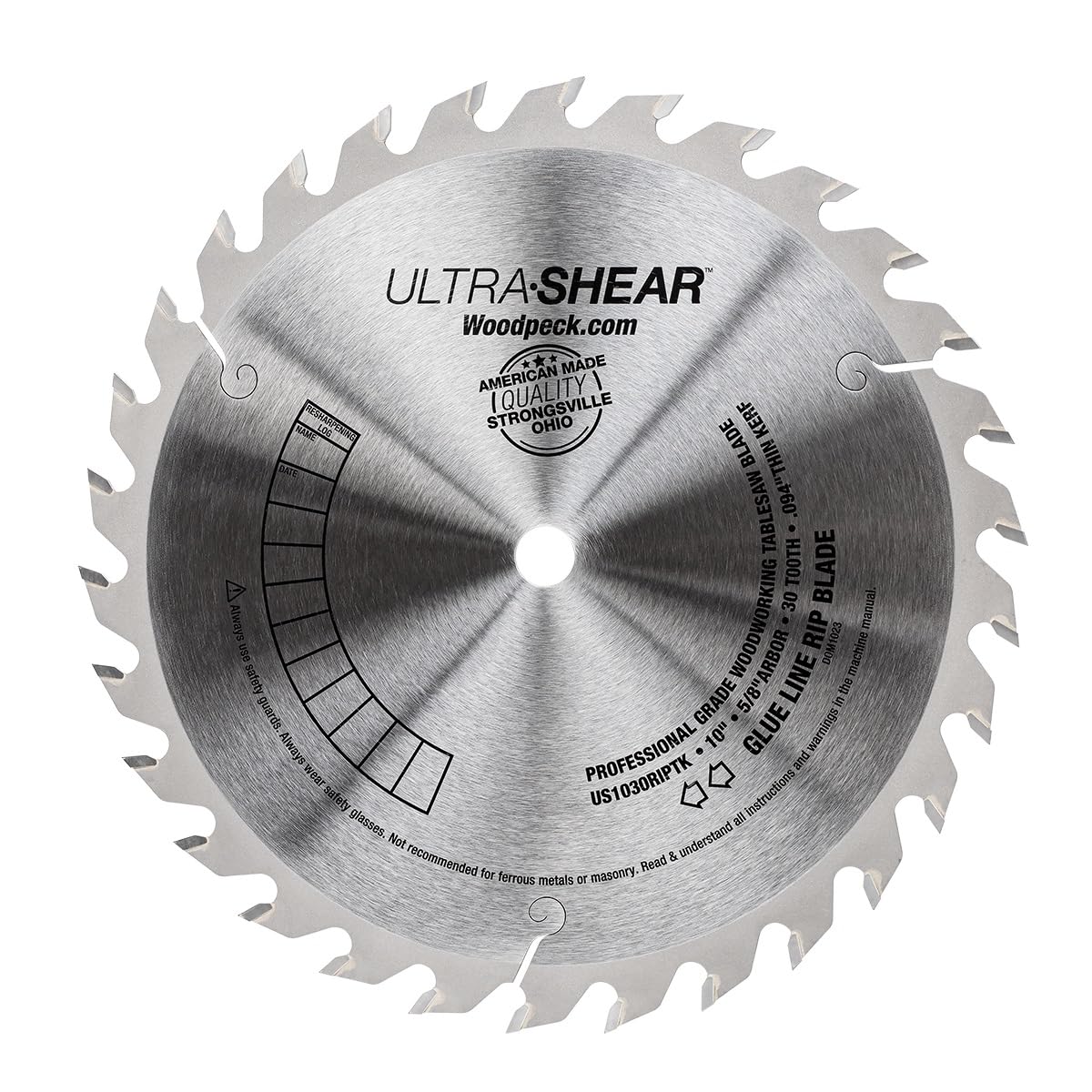Ultra-Shear Glue Line Saw Blade, Thin Kerf, 10 Inch, 30T, 5/8