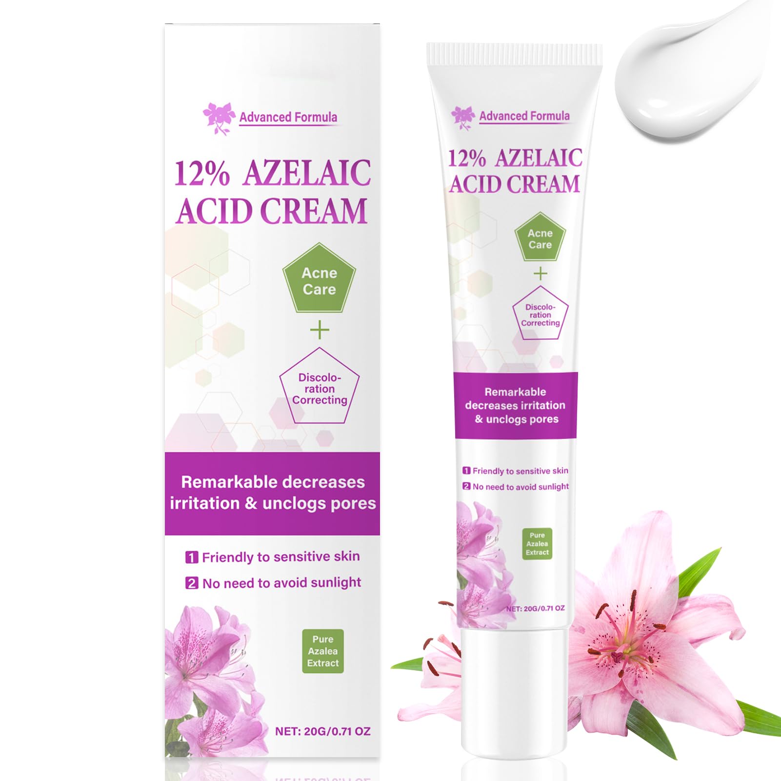  **12% Azelaic Acid Serum für Aknebehandlung und Tönungsausgleich 20g**
| **Azelainsäure-Creme 20g 12% für Akne und Tönu