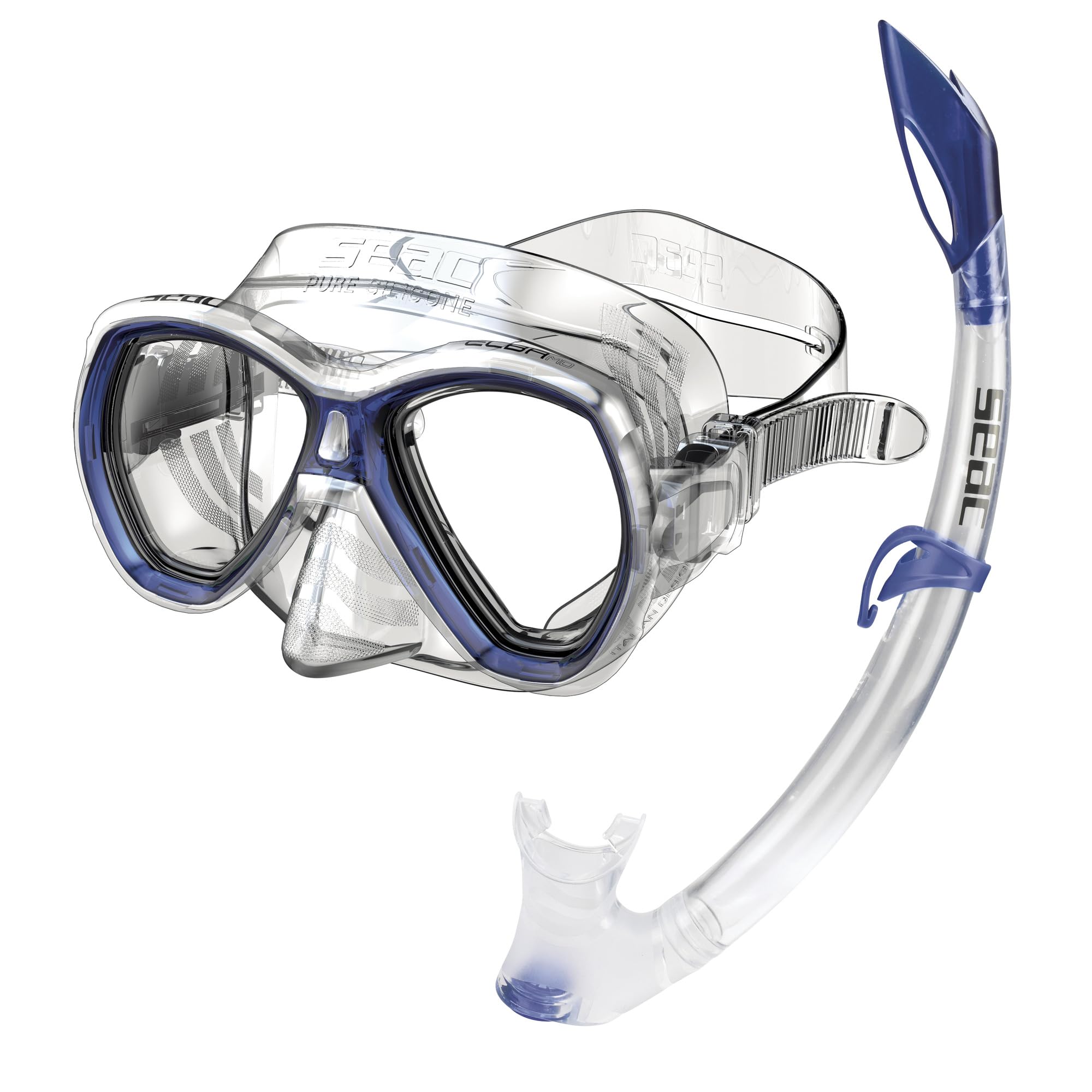 Seac Set Elba, Set Snorkeling con Maschera Subacquea e Snorkel con Valvola di Spurgo Acqua per Adulti e Ragazzi