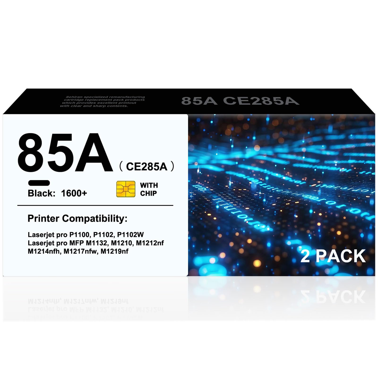 Sehiran 85A Toner Cartridges High Yield (2 Pack, Black) Replacement for HP 85A CE285A CE285 Black Toner Cartridge Use for LaserJet P1102W P1102 P1109W