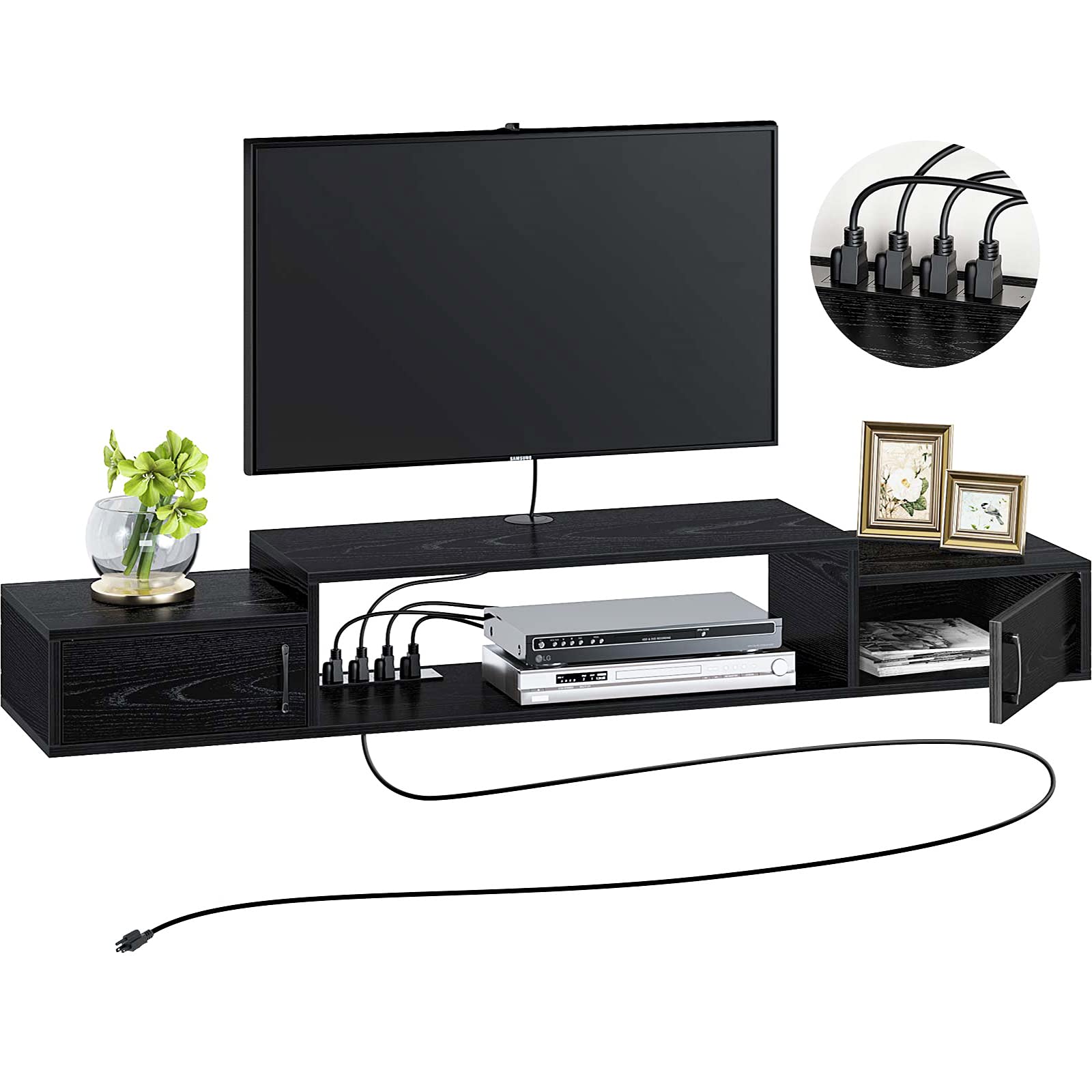 Buy Rolanstar Floating TV Shelf with Power Outlet, 47" Wall ed TV Stand