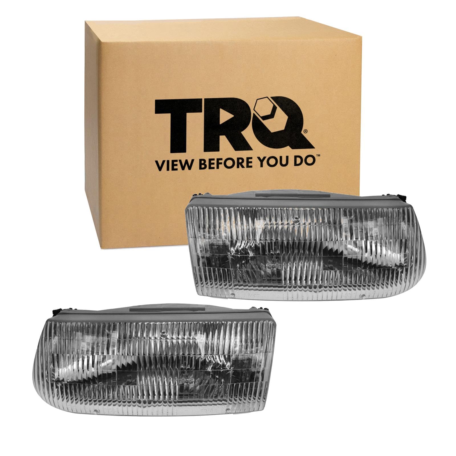 TRQ 2 Piece Headlight Assembly Set Driver &amp; Passenger Side Compatible with Ford Explore 1995-2001 Mercury Mountaineer 19997 FO2502122 FO2503122 F5TZ13008A F5TZ13008B
