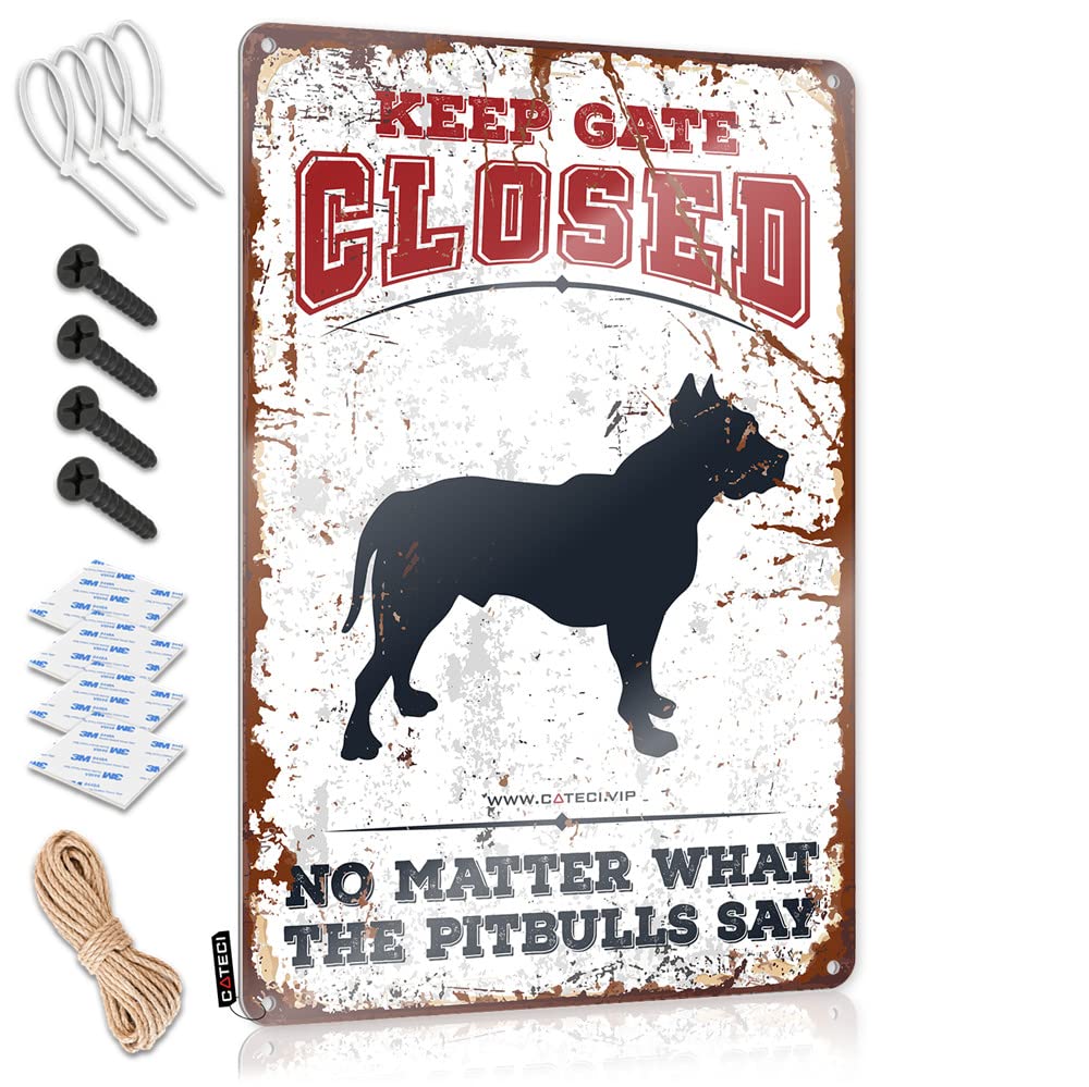 Mwfkkaddb Men's One Color Mancave Accessories Keep Gate Closed No Matter What The Pitbulls Say Sign Funny Kitchen Signs Funny House Decor(30X40cm)