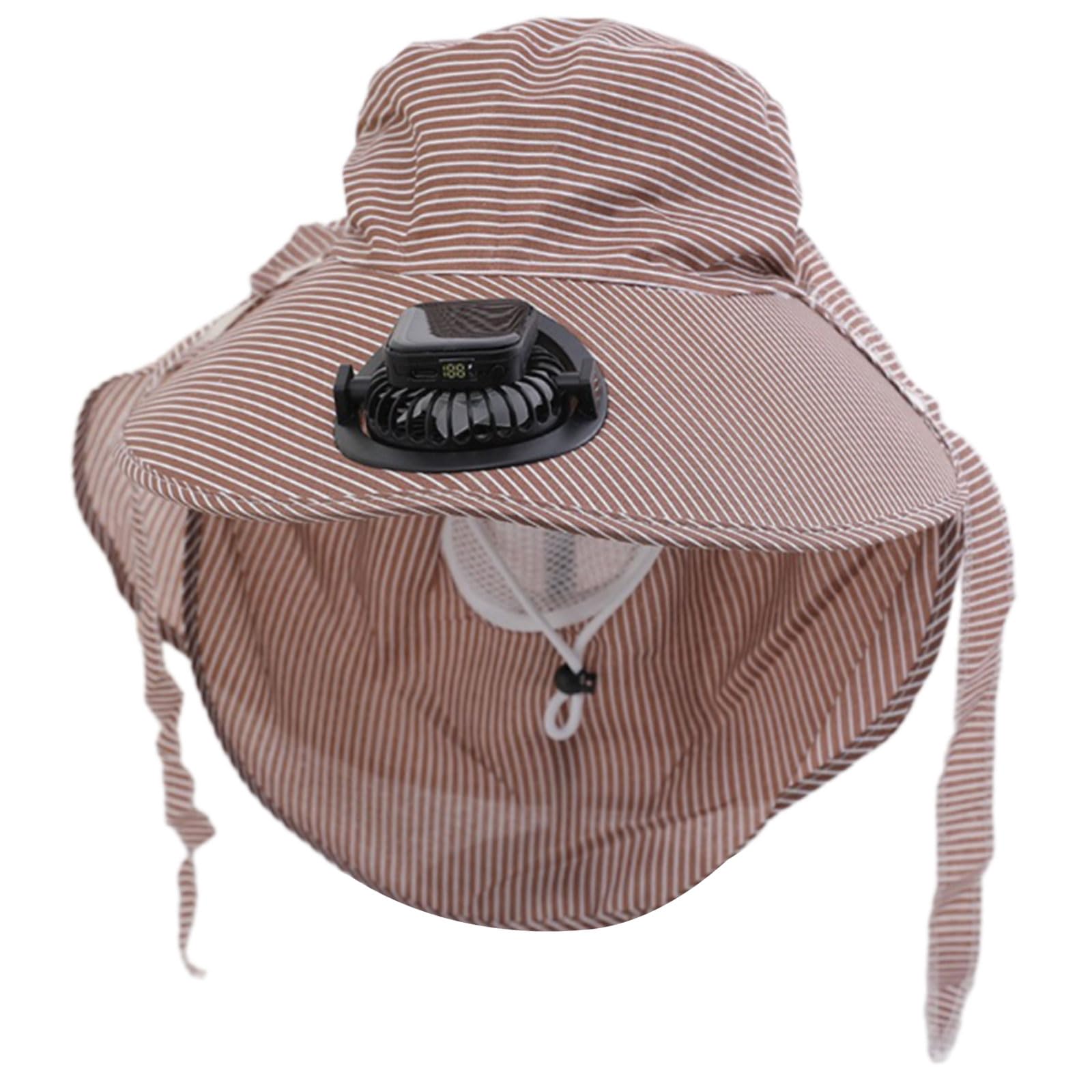 MICFENY USB Rechargeable Cooling Fan Hat with Solar Charging And 3 Speed Design for Women Men Hiking Camping