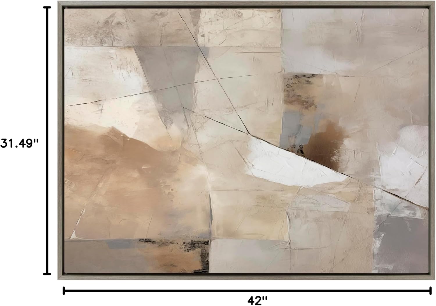 Kate and Laurel Sylvie Contemporary Neutral Textured Abstract Framed Canvas Wall Art by The Creative Bunch Studio, 31.5x41.5 Gray, Natural Modern Abstract Art for Wall
