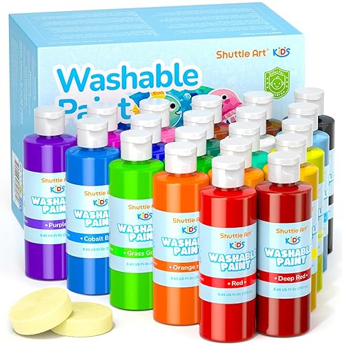 Shuttle Art 20 Colors Washable Paint for Kids, 8.45 oz