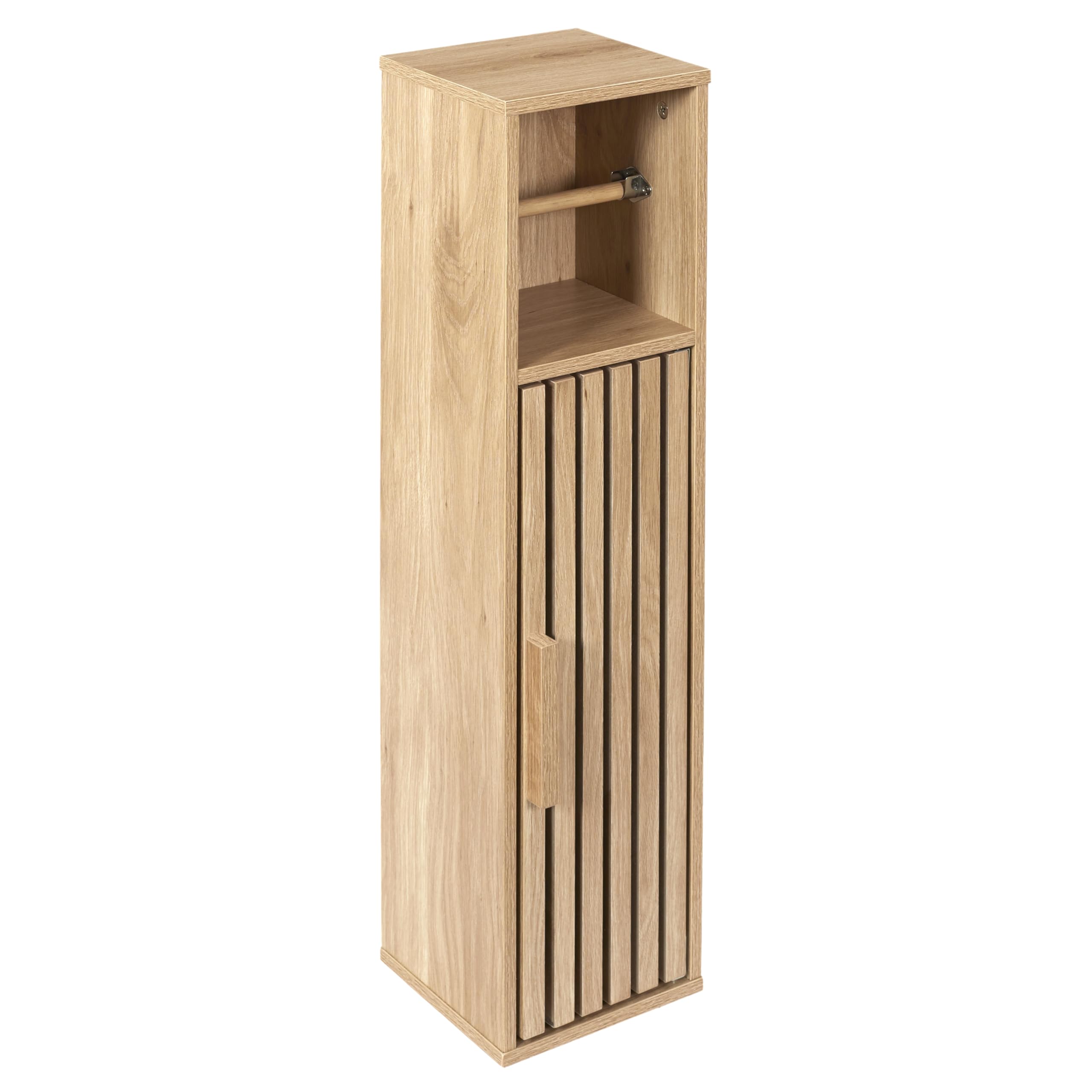 HOME DECO FACTORY - Meuble Derouleur Papier WC Klaus - Organisation Salle de Bain - Bois Haute Qualité - Dimension 20 x 78 x 19 cm - Marron - Modèle Klaus