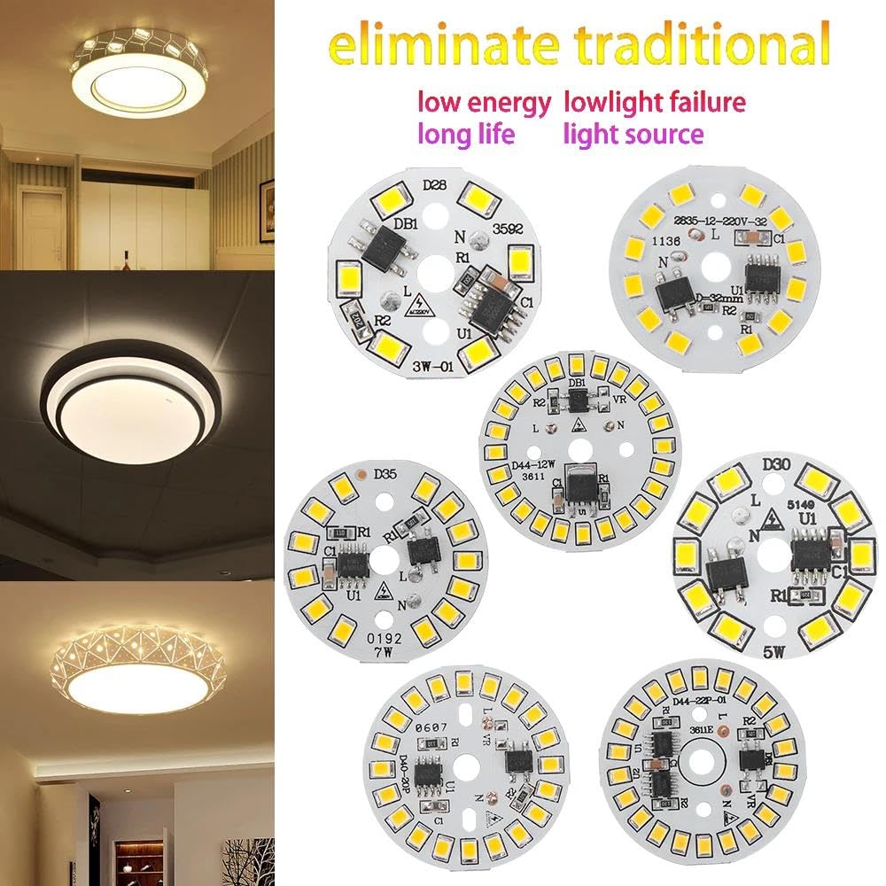 Zintegrowany chip LED, Panel LED SMD 2835 3-15W 220-240V Smart IC, biały i ciepły biały, 2 lub 5 szt.(White,7W 5p)