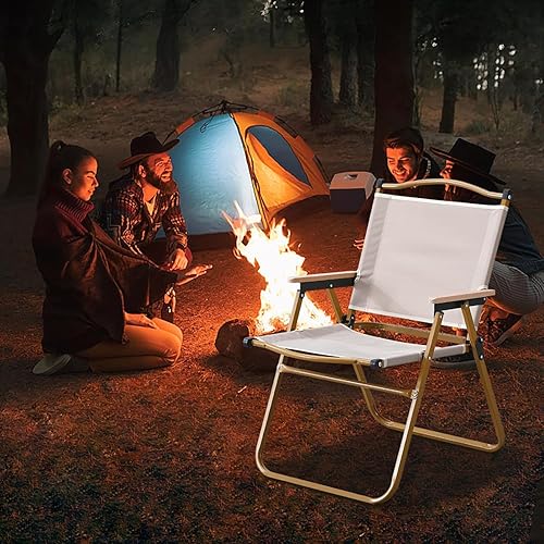 Miniatura 2 de BOOSDEN Silla de campamento, sillas de campamento plegables anchas y portátiles para exteriores, silla de playa ultraligera con mango de madera para
