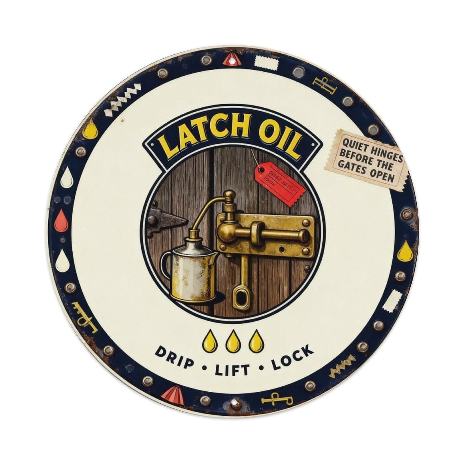 Latch Oil Sign Metal Tin Sign Plaque