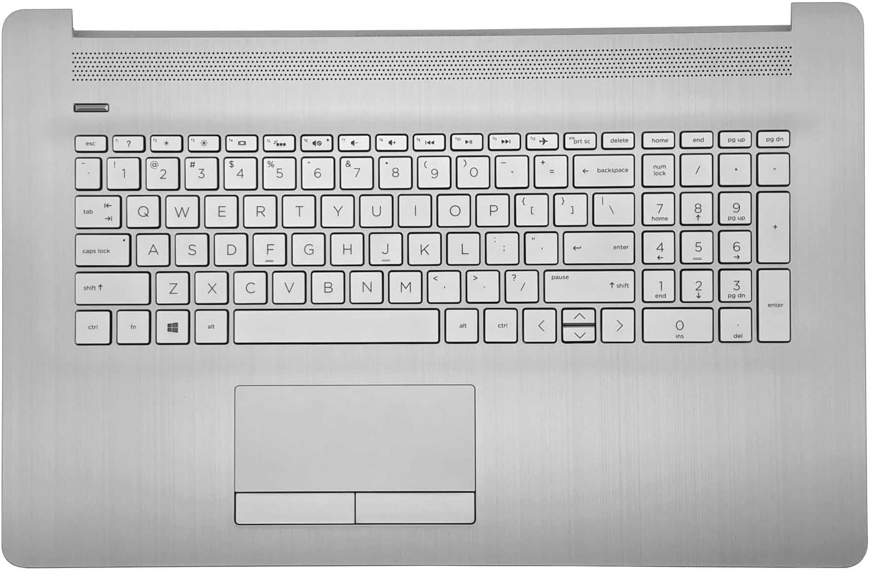 Replacement Upper Case Palmrest for HP 17-by 17T-by 17-CA 17Z-CA 17t-by400 17-by0026cy 17z-ca300 Series Laptop Backlight Keyboard Assembly with ODD Touchpad L92783-001 Natural Silver