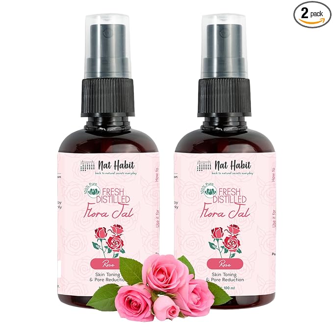 Nat Habit 100% Pure Rose Water, Pack of 2