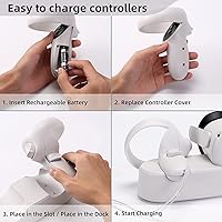 Vista 5 de Smatree Charging Dock Compatible for Oculus Quest 2Meta Quest 2, VR Controller and Headset Charge Simultaneously, Updated Support Elite Strap with