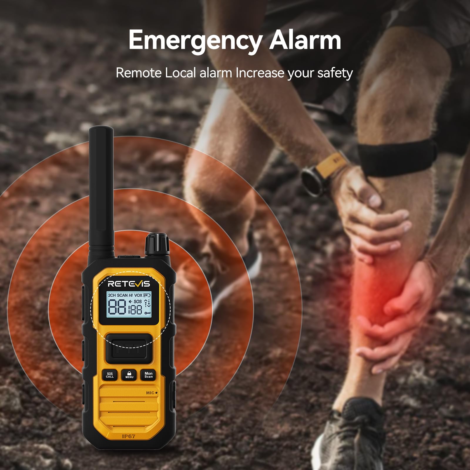Retevis RB648 Plus Walkie Talkie a Lungo Raggio, Radio Bidirezionale Robust, Tripla Protezione Avanzata, Impermeabile IP67, 2000 mAh, Ricetrasmittenti Portatile per Ambienti Difficili(4 Pezzi, Giallo)