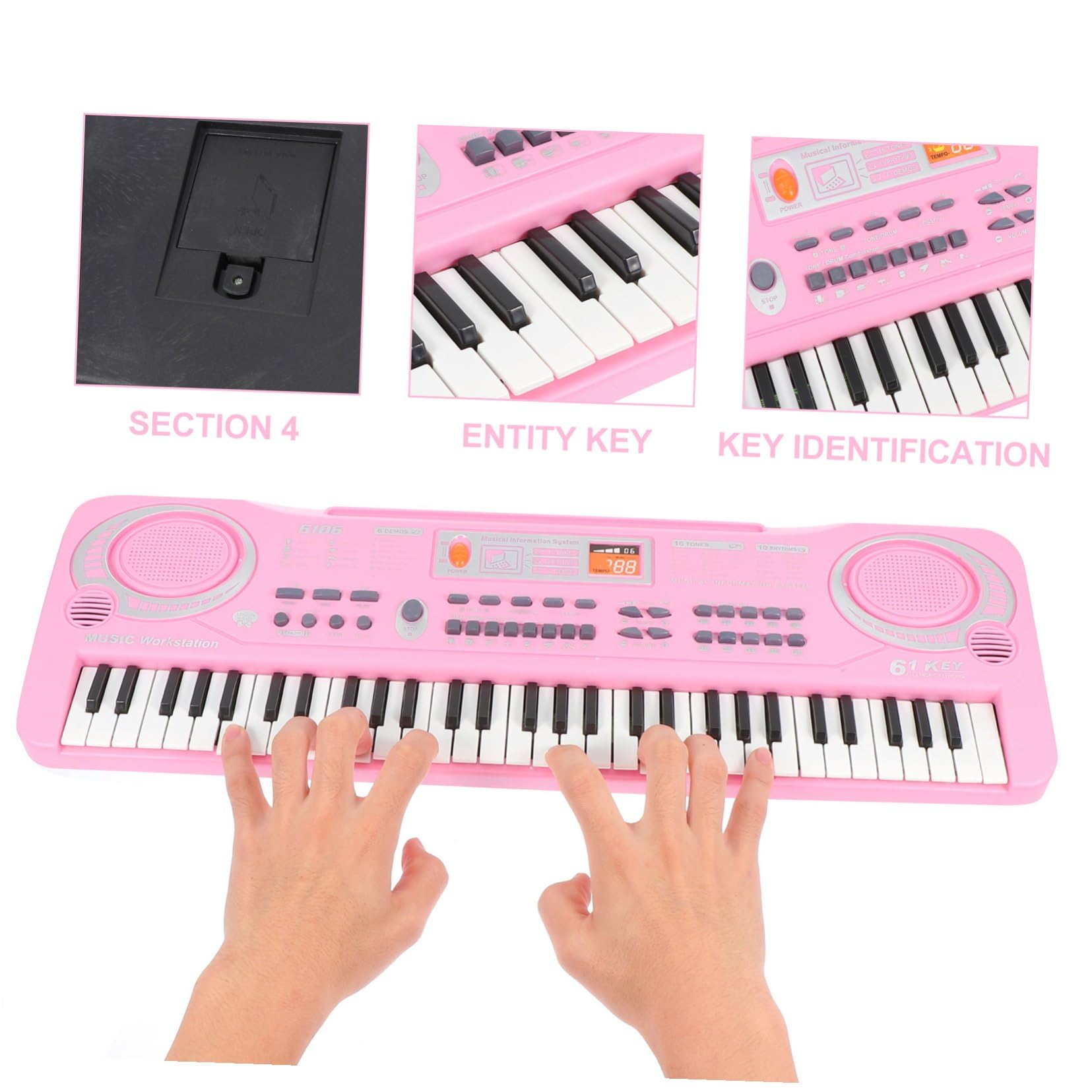 Teclado Electrónico Infantil de 61 Teclas en Abs, Juguete Musical Educativo para Niños en Cumpleaños, Desarrolla Habilidades del Hemisferio Derecho y Fomenta Interés Musical