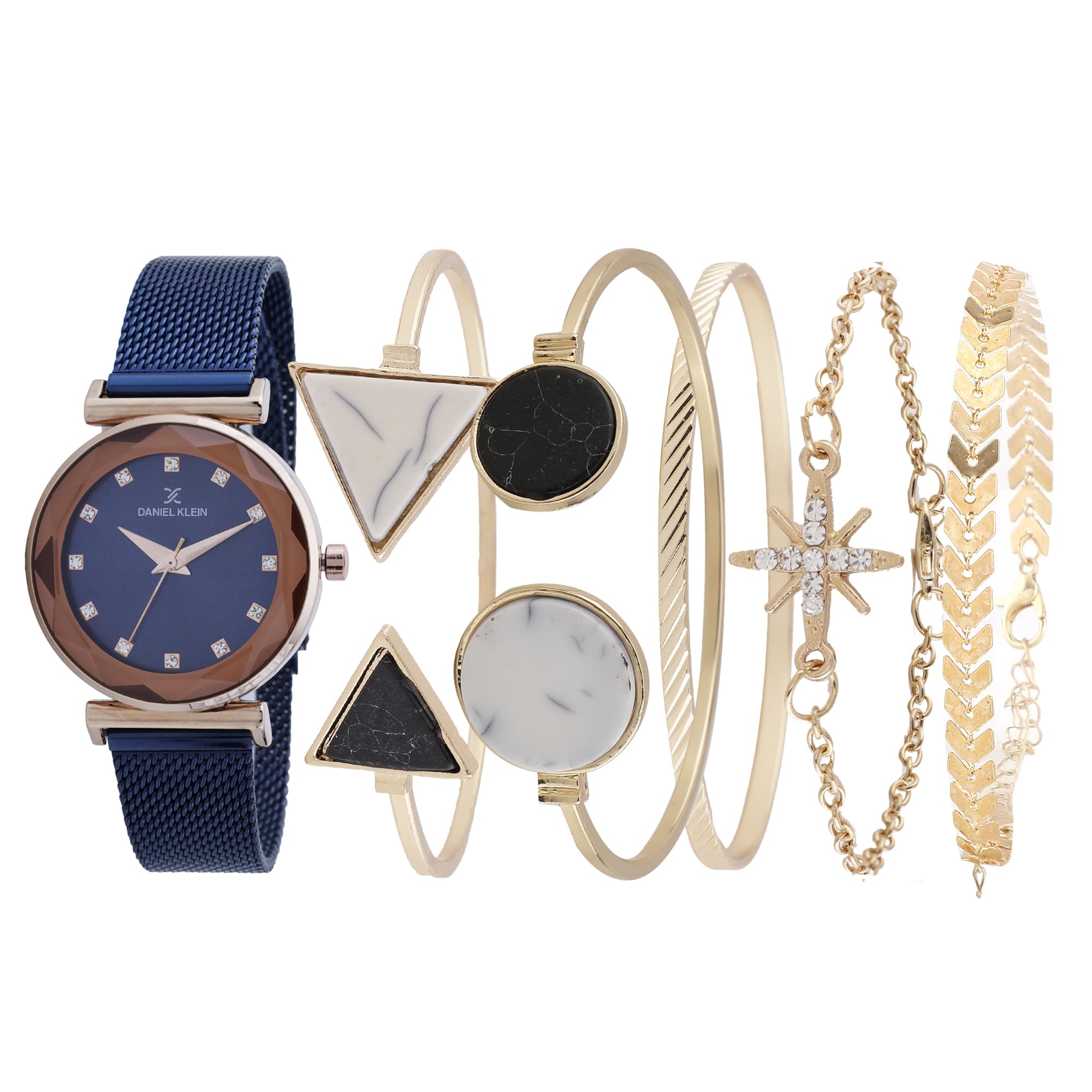 Daniel Klein Blue Dial Analog Gift Set Watch with Bracelet for Women (Pack of 6) - DKG002-1 (B0CPFFVH5Y) Amazon Price History, Amazon Price Tracker