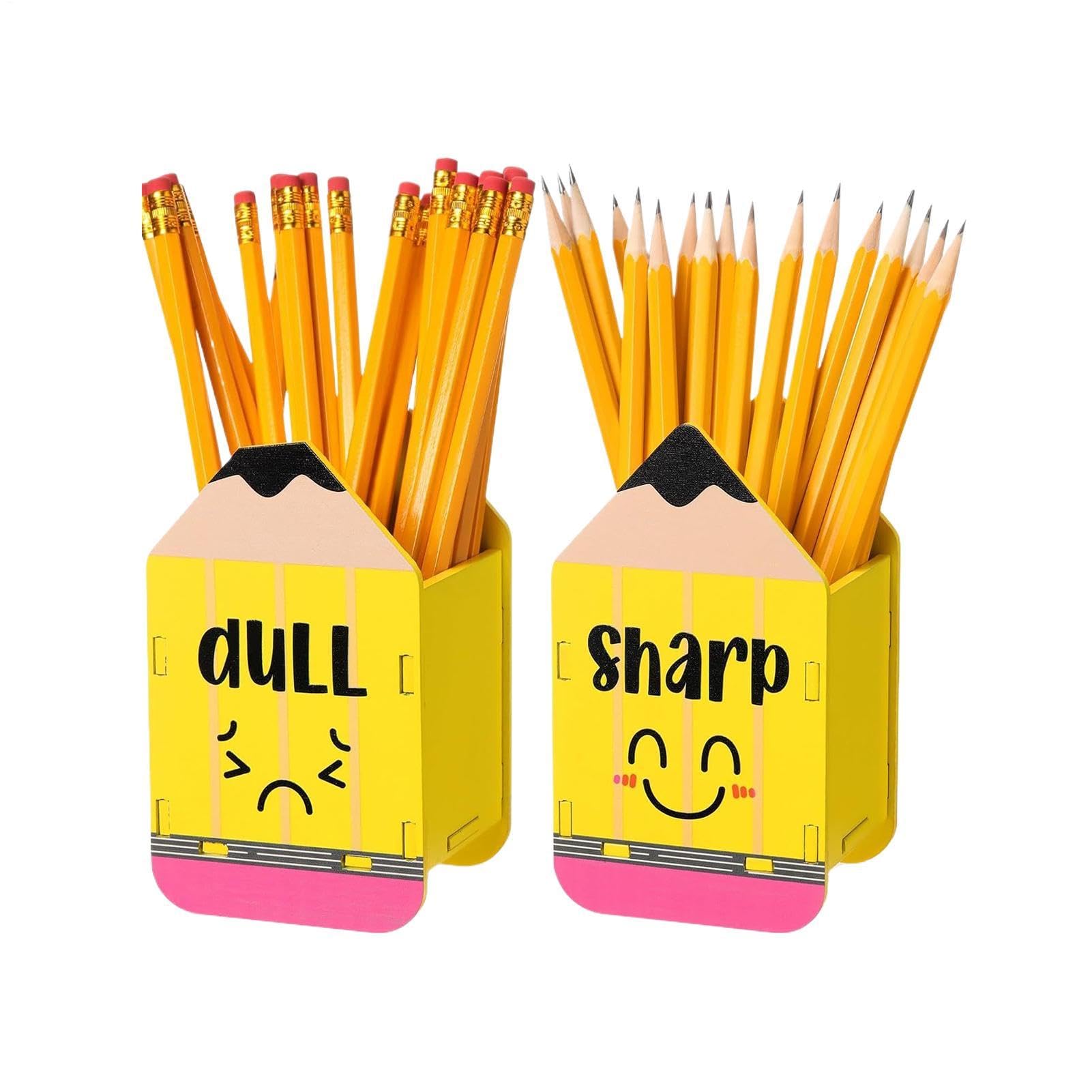 Pencil Dispenser For Classroom - 2 Pack Wooden Pencil Holder โ image 1