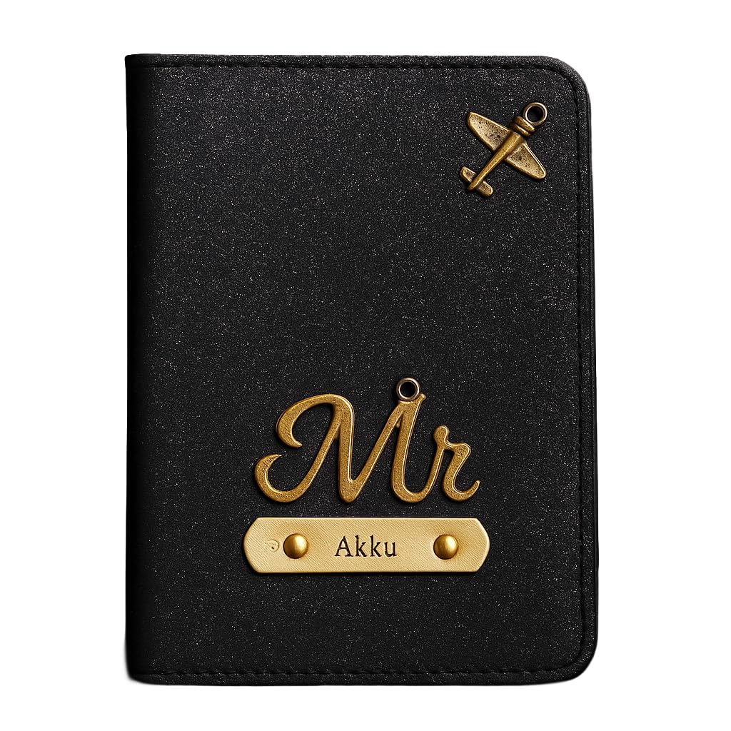 Engraved Glitter Passport Holder | Mens Leather Passport Case for Travel Essentials (Black)-image-37