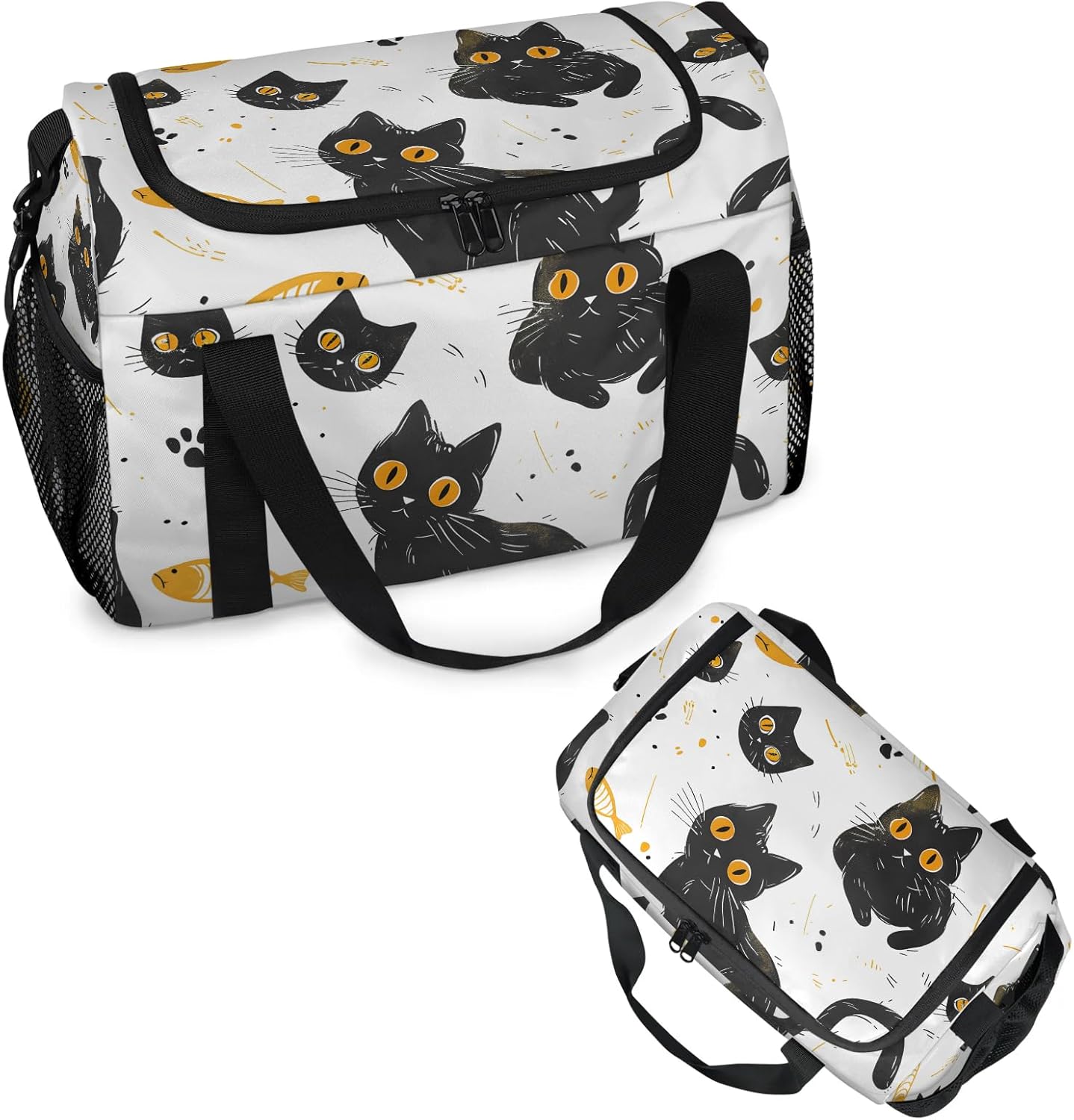 39L Duffle Bag for Travel Carry on Bag for Men Women Foldable Sport Gym Tote Bag Waterproof Overnight Weekender Bag with Side Pocket Cats
