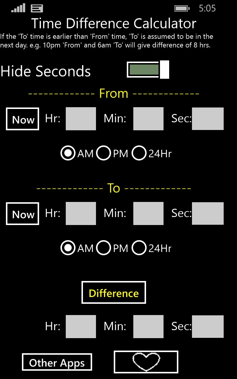 Time Differ Time Difference Calc. - App on Amazon Appstore