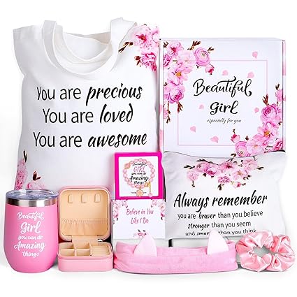 Gifts for Teen Girl, Teenager Gift Ideas, Inspirational & Empower Tween Girl Gift Box, Cute Stuff Cool Thing Pink Set, Birthday Unique Gifts for 12 13 14 15 16 17 18 Years Old