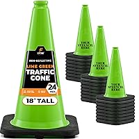 Vista 31 de Xpose Safety Cono de tráfico verde lima de 28 pulgadas, paquete de 4, cono de seguridad de PVC de alta calidad para estacionamiento, precaución