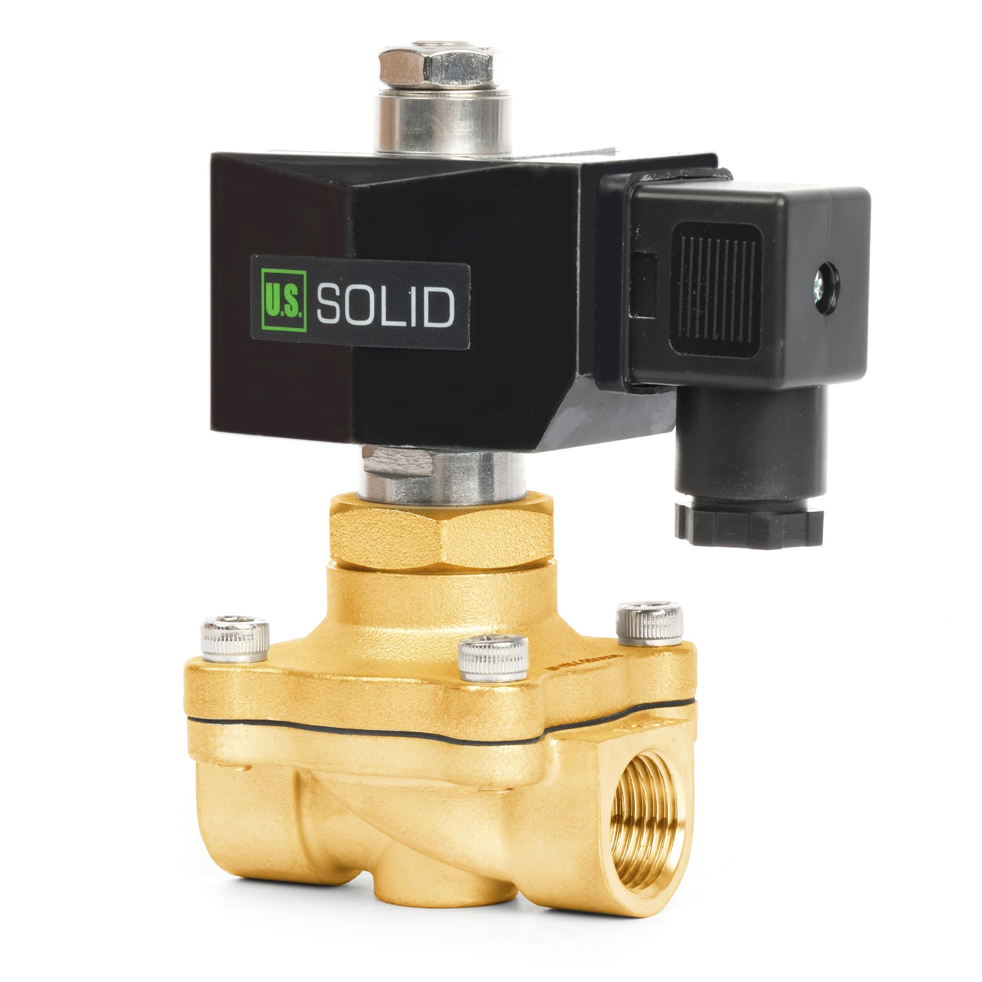 U.S. Solid Elettrovalvola in ottone G 1/2" 24V AC – 10 bar, normalmente aperta, per acqua, aria, diesel, cherosene, benzina