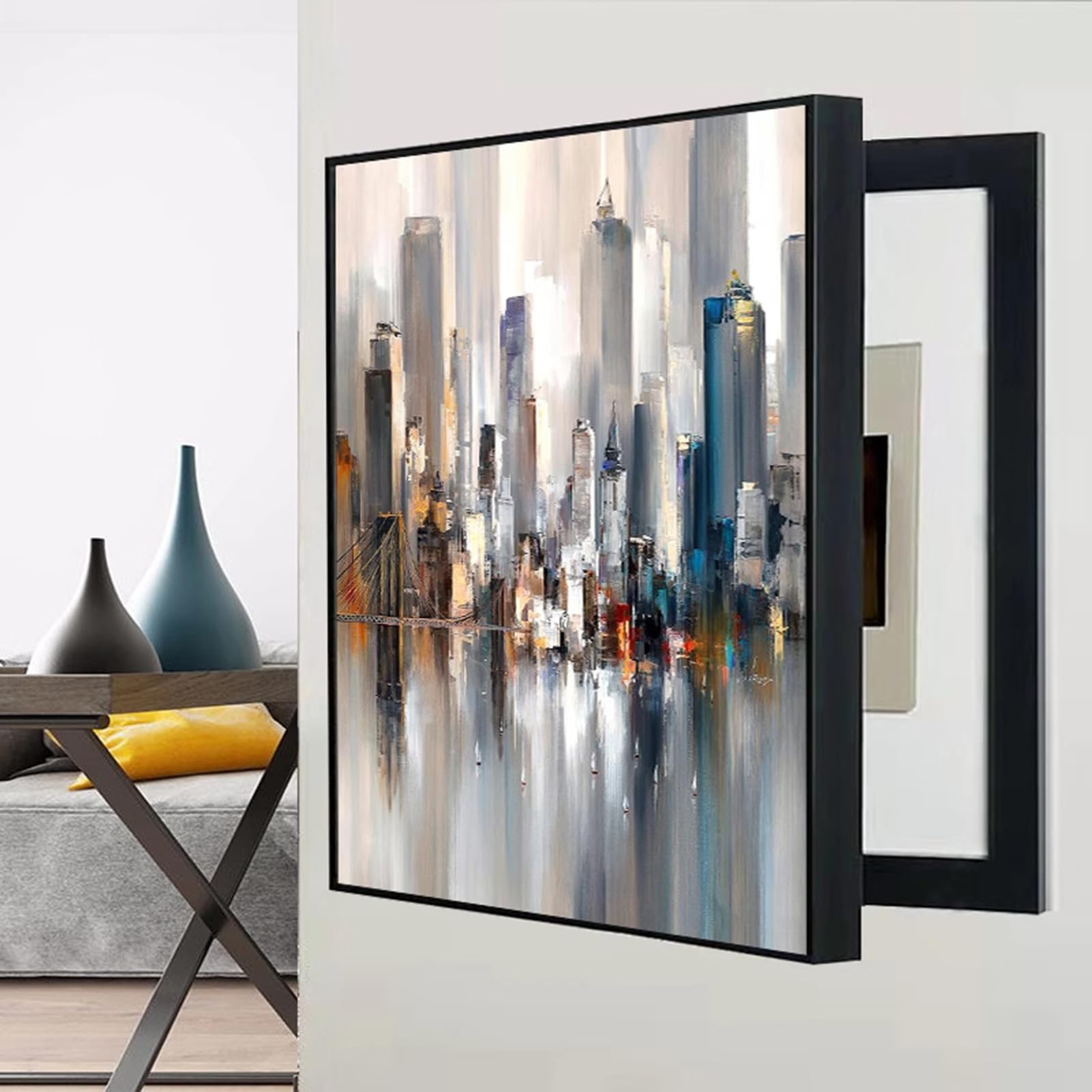 Meter Box Decorative Painting Electrical Panel Cover Decorative Fuse Box Cover Cabinet Indoor Electrical Meter Cover Fuse Box Cover Cabinet(Size:45 x 55 cm/17.7inx21.6in,Color:F)