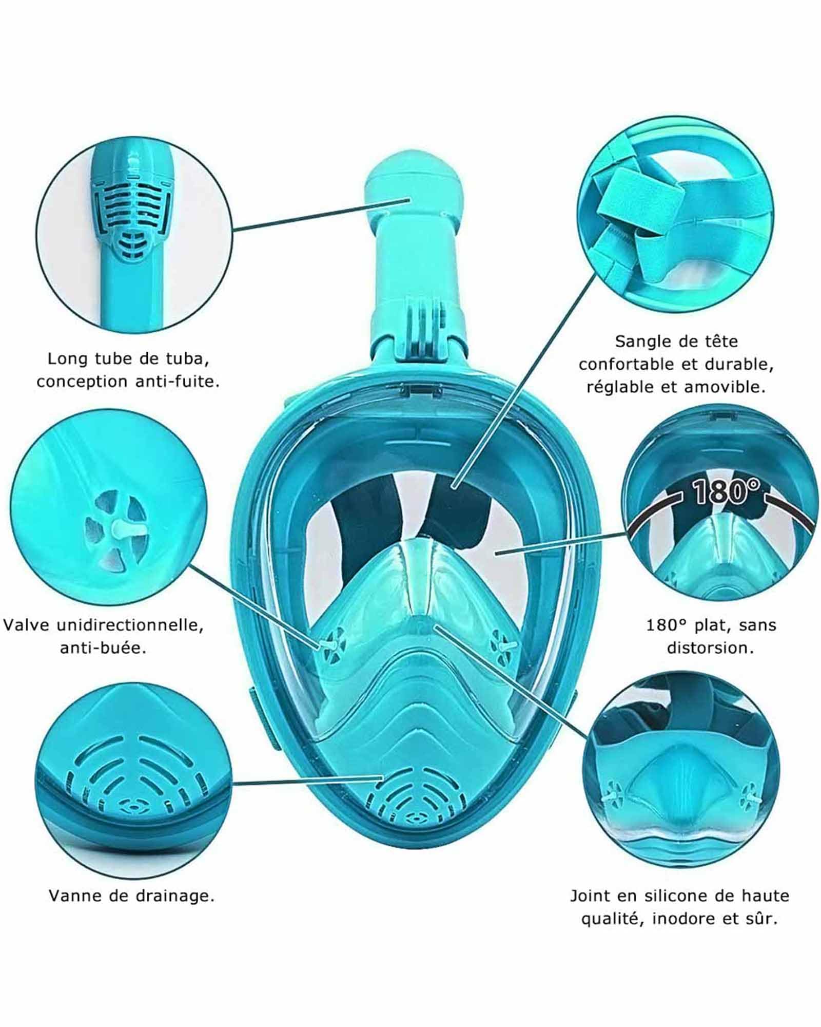 Masque de Plongée Enfant Apnée,Anti-Etouffement Masque Plongée Intégral,180°Anti-Buée Anti-Fuite Masque Snorkeling,Lunettes Plongée Débutants 4-12Ans Fille Garçon