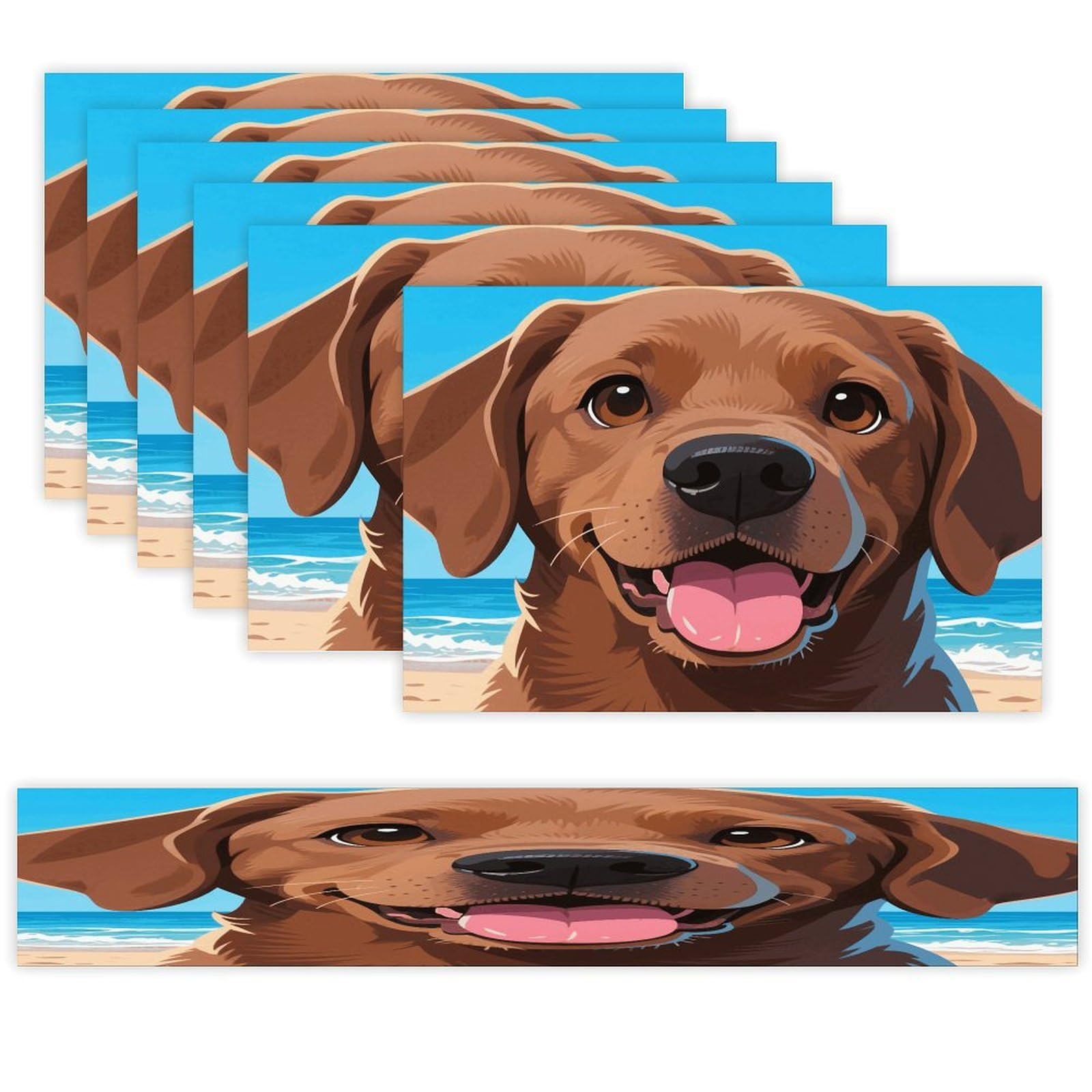 Labrador Retriever Table Runner and Placemats Set of 7 Linen Table Mat Non-Slip Place Mats Washable Placemat Heat Resistant Place Mat with Table Runner for Party Dining Decor