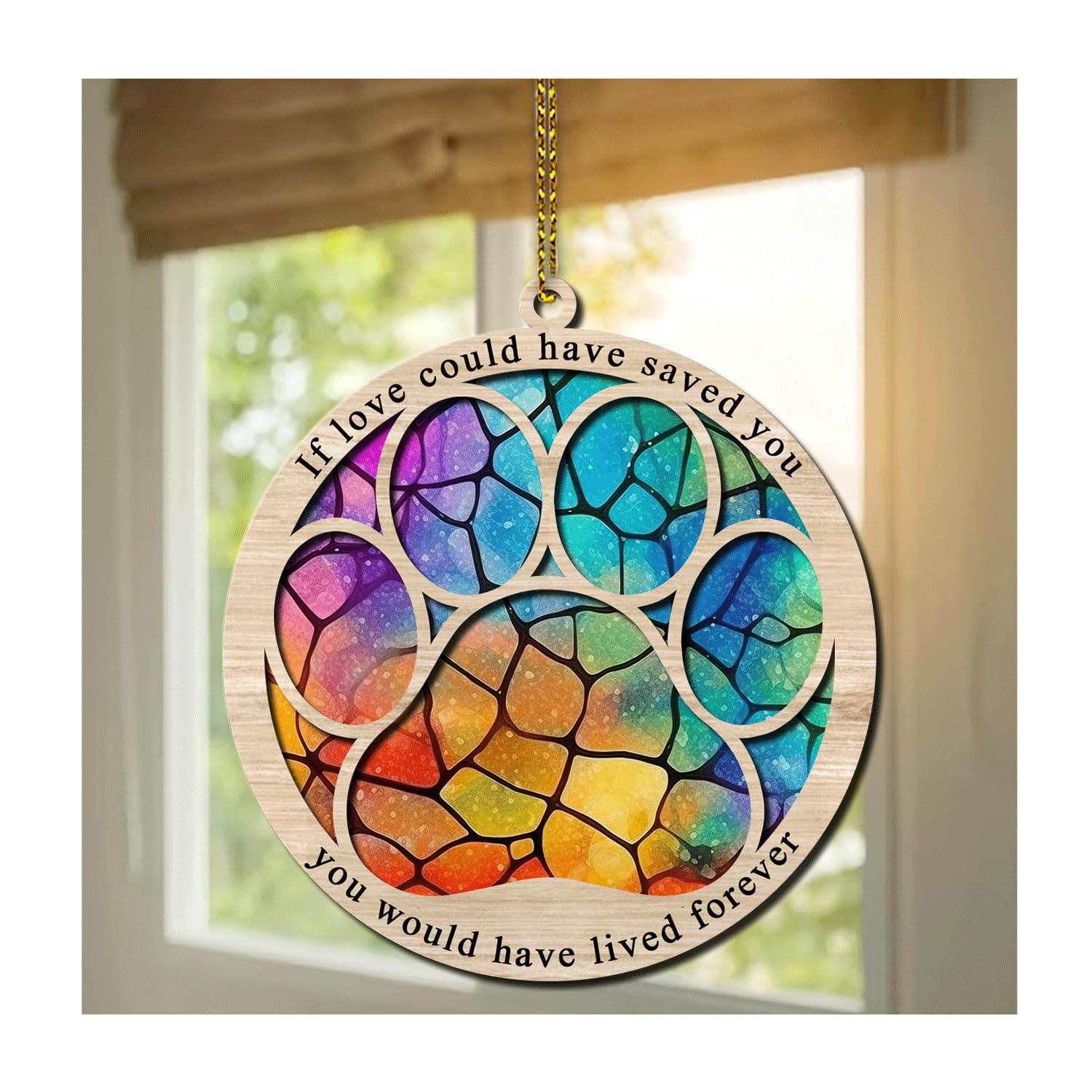 Hyturtle Pet Memorial Suncatcher - Paw Ornament for Loss of Dog or Cat - Sympathy Remembrance Gift for Christmas
