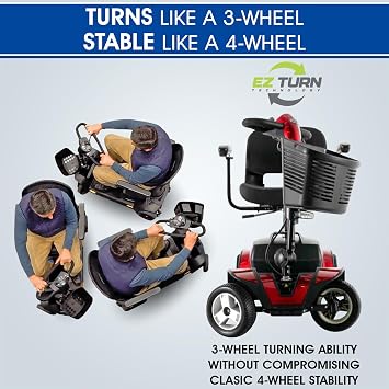 Pride Mobility Go Go Sport Plus Rear Basket, Cup Holder, Pride 4 Wheel Mobility Scooter for Adults and Seniors, Stable 325 lb Weight Capacity, 12 Mile Range, New EZ Turn,