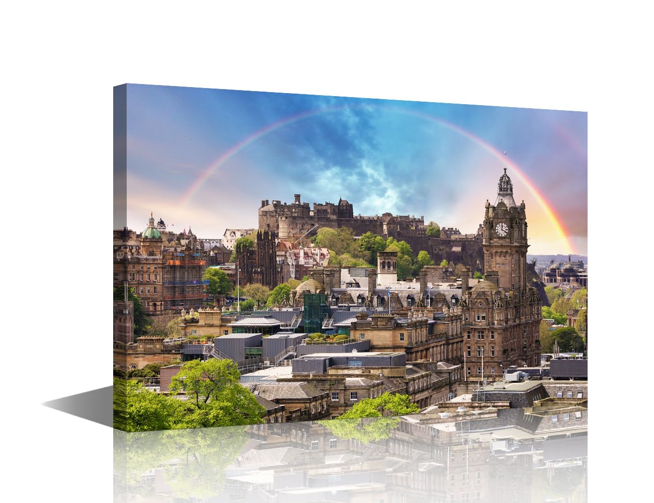 Edinburgh Castle Wall Paintings Calton Hill Scotland Wall Art for Living Room 1 Piece Canvas Home Decor Modern Artwork for Home Walls Giclee Wooden Framed Stretched Ready to Hang (16''Wx 24''H) — image 1