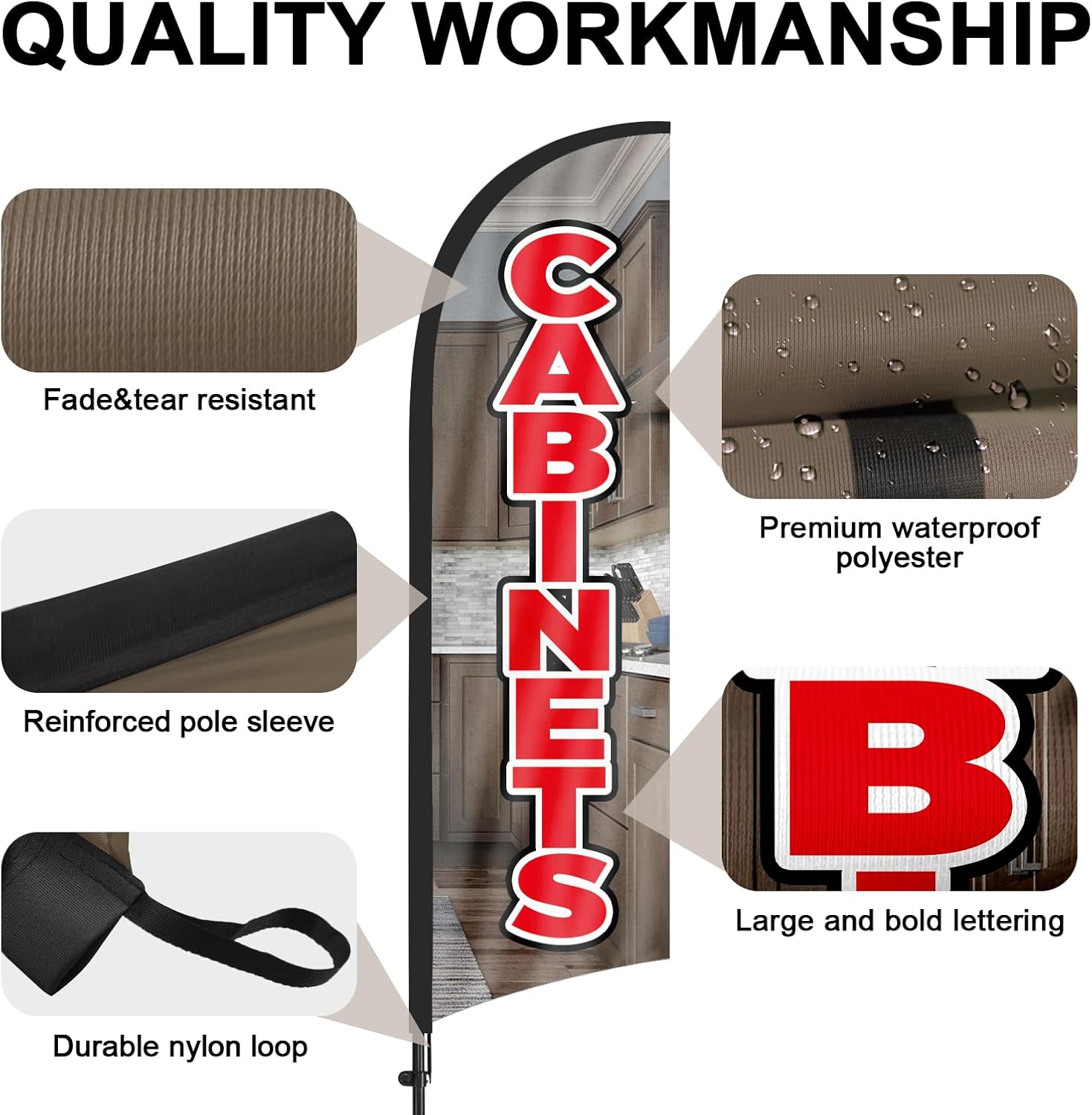 Cabinets Advertising Swooper Flag Banner, Cabinets Feather Flags with Pole and Ground Stake, Advertising Feather Banners Sign 8Ft for Cabinets Business