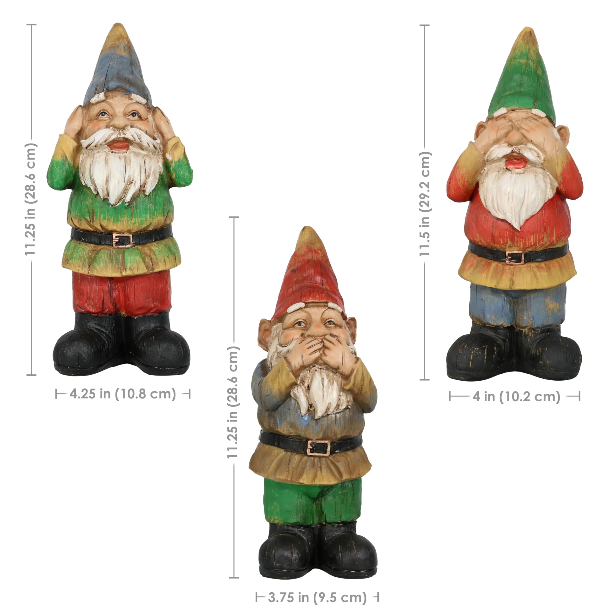 Amazon.com: Sunnydaze Three Wise Garden Gnomes - Hear, Speak, and