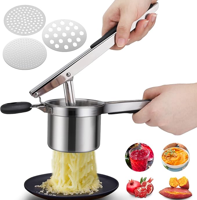 Potato Ricer Masher, Food Grade Stainless Steel Potato Ricer Press with